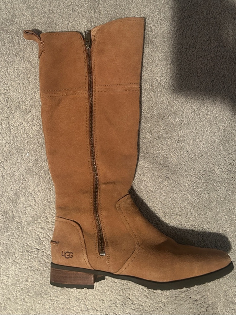 UGG Chestnut Suede Over-the-Knee Zip Boots